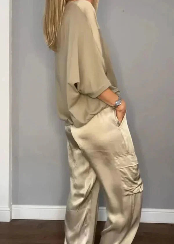 Sophia's Satin Chic Two-Piece Set – Comfort Meets Elegance